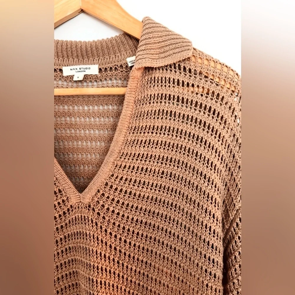 Max Studio V-Neck Sweater in Brown - Picture 2 of 4